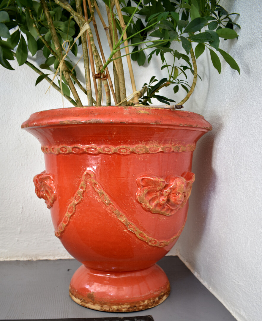 La Madeleine D Anduze Grand Pot En Terre Cuite Maill E Rouge Usures