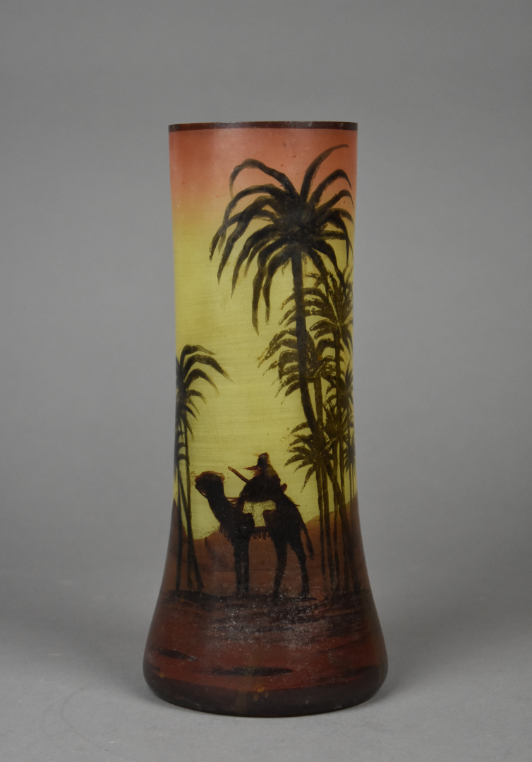 Legras Vase Rouleau En Verre D Cor Orientaliste D Un Cavalier